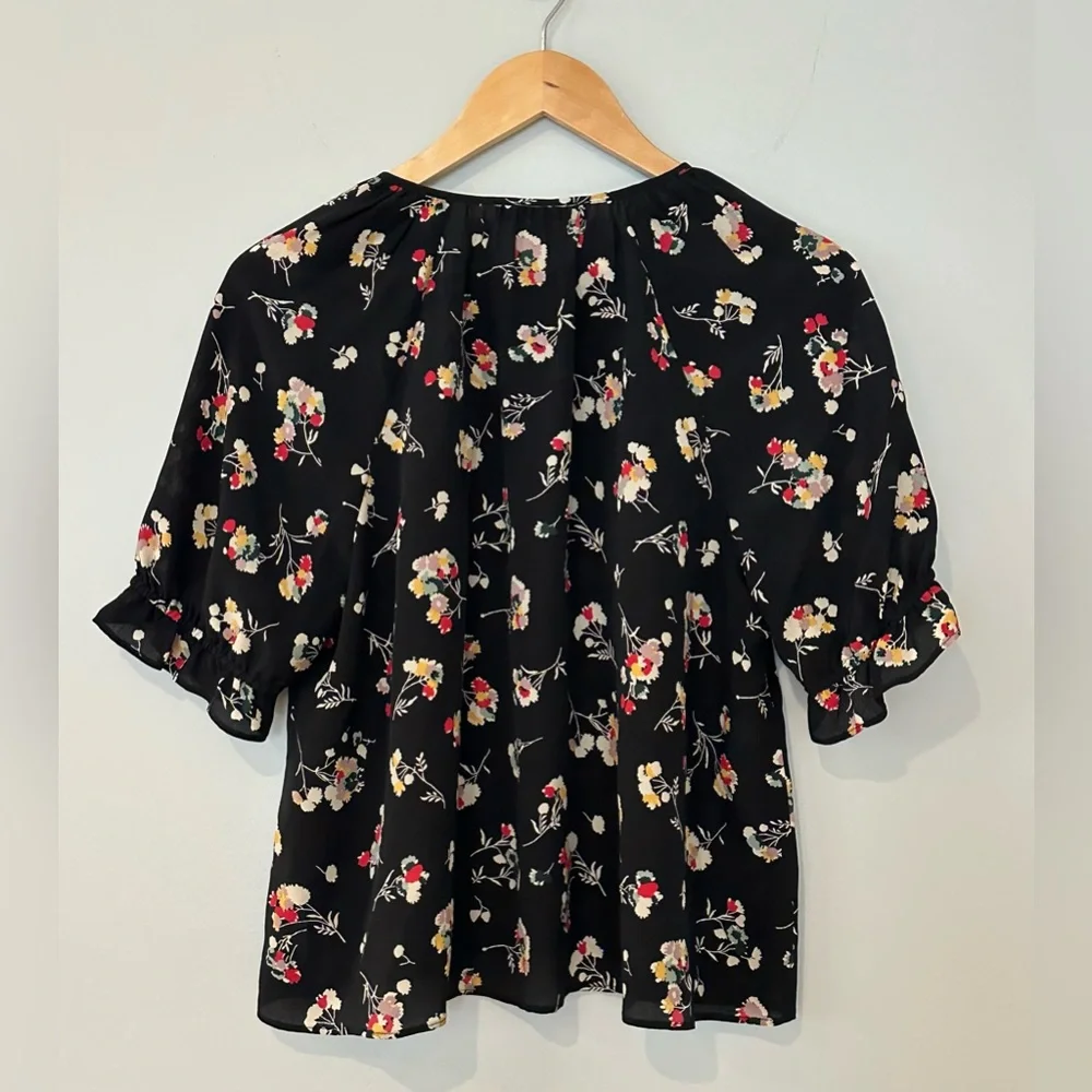 Madewell Black Floral Short-Sleeve Blouse